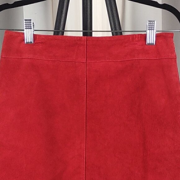 Express Women's Red Leather Skirt. Size 3/4 - Picture 2 of 8